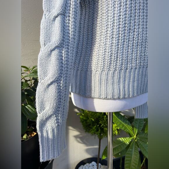Design History Cable Knit Collar Zip Sweater in Pale Blue, M ☕️ - Picture 9 of 12